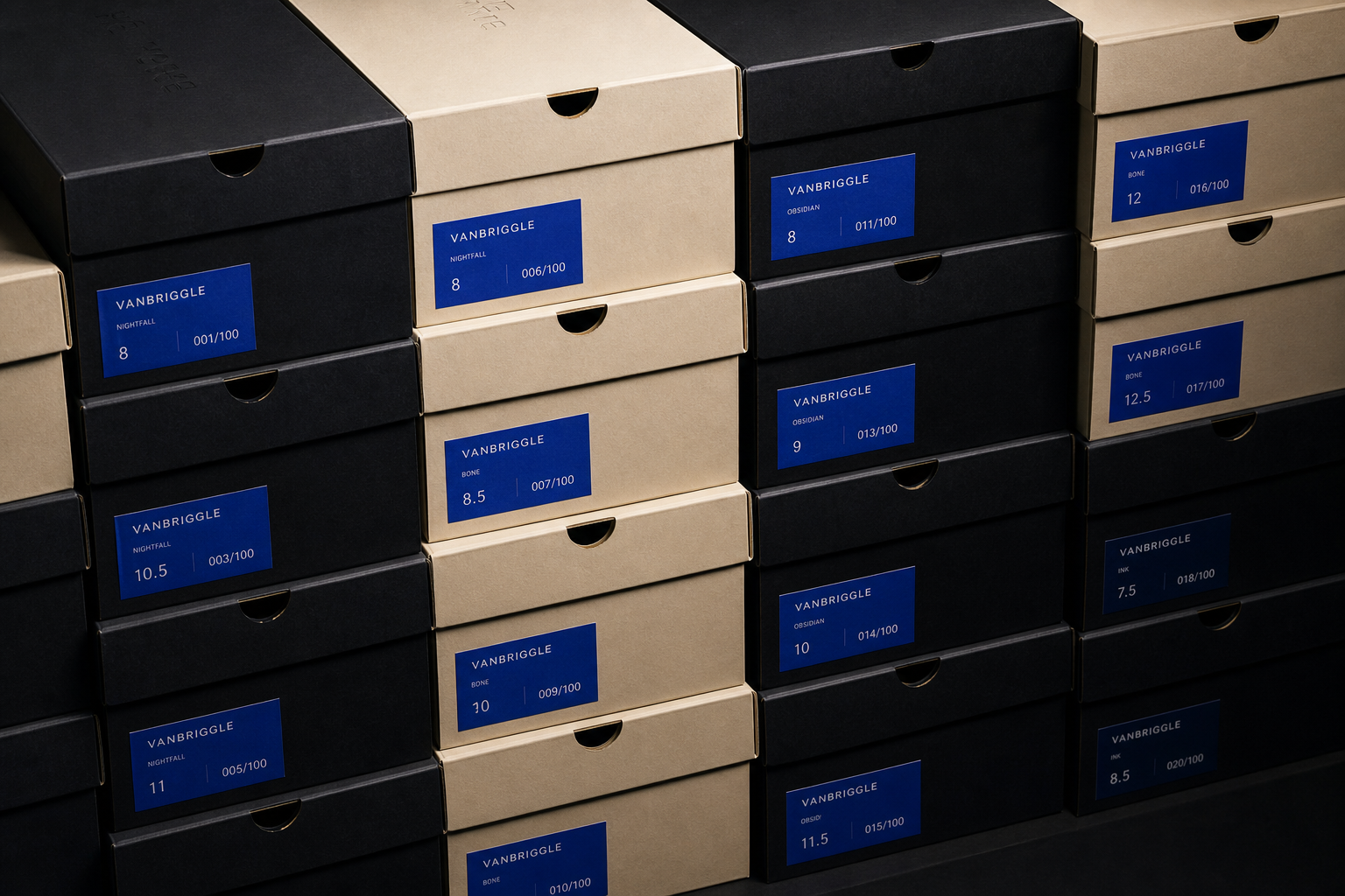 Archive wall of numbered shoe boxes